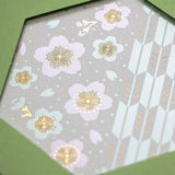 Japanese Gold Foil Letter Pressed Hexagonal Card with Envelope