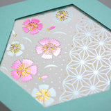 Japanese Gold Foil Letter Pressed Hexagonal Card with Envelope