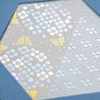 Japanese Gold Foil Letter Pressed Hexagonal Card with Envelope