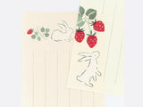 Retro Modern Memo Pad / Writing Paper - Strawberry Rabbit