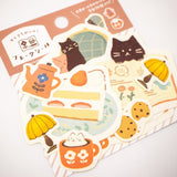 Furukawa Mino Paper Flake Stickers of Various Sizes / Teatime Cat