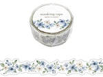 Japanese Die-Cut Washi Masking Tape / Blue Flowers