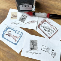 Kinotorico Original Wooden Rubber Stamp / Quill Pen