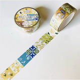 Seitousya Japanese Washi Masking Tape - Yellow & Green Patterns