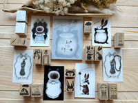 Kinotorico Original Wooden Rubber Stamp / Angel-Candle