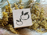 Japanese Wooden Rubber Stamp - Snow Bunnies