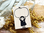 Sachi Hanko Original Wooden Rubber Stamp / Apple and Girl