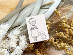 Sachi Hanko Original Wooden Rubber Stamp / Teatime Girl