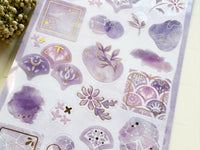 Gold Foil Stamped Clear Sheet of Sticker - Purple