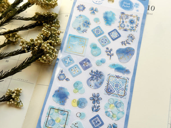 Gold Foil Stamped Clear Sheet of Sticker - Skyblue