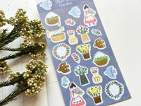 Furukawa Foil-stamped Sheet of Stickers / Blue Bird Garden