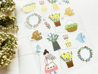 Furukawa Foil-stamped Sheet of Stickers / Blue Bird Garden