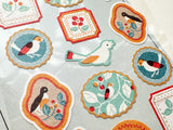 Retro Modern Sheet of Sticker - Birds and Fruits