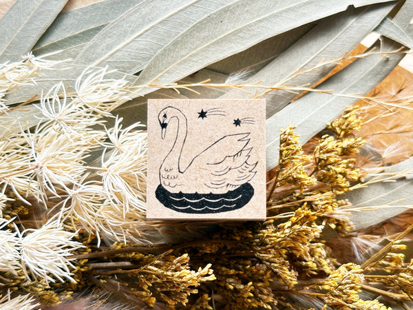 Kinotorico Original Wooden Rubber Stamp / Swan