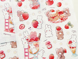 Strawberry Bunny Sheet of Masking Stickers