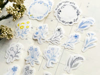 Hutte Paper Flake Sticker Pack / Blue floral