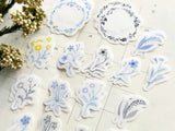 Hutte Paper Flake Sticker Pack / Blue floral