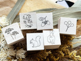 Japanese Botanical Garden Wooden Rubber Stamp - Squirrel