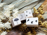 Japanese Botanical Wooden Rubber Stamp - Birds