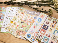 Traditional Japanese Sheet of Sticker / Long-Tailed Tit and Clover