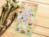 Traditional Japanese Sheet of Sticker / Dogs and a Japanese Garden