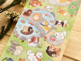 Traditional Japanese Sheet of Sticker / Dogs and a Japanese Garden