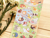 Traditional Japanese Sheet of Sticker / Dogs and a Japanese Garden