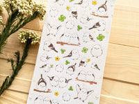 Traditional Japanese Sheet of Sticker / Long-Tailed Tit and Clover