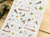 Traditional Japanese Sheet of Sticker / Long-Tailed Tit and Clover