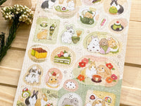 Traditional Japanese Sheet of Sticker / Rabbits and Japanese Sweets