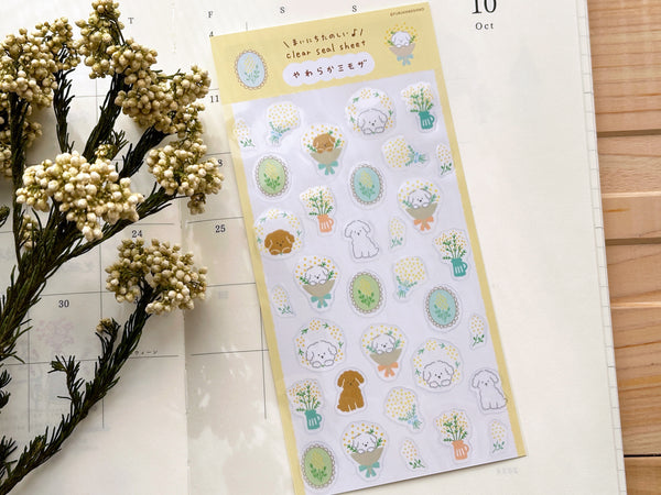 Furukawa Clear Sheet of Stickers / Puppy & Mimosa