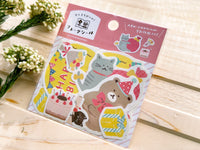 Furukawa Mino Paper Flake Stickers of Various Sizes / Happy Birthday Bear