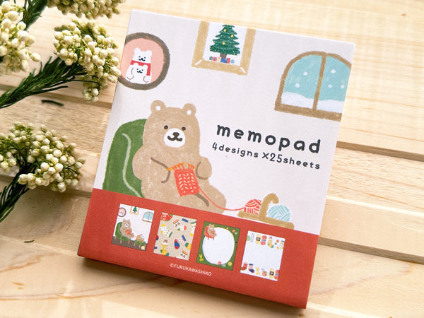 Furukawa Mino Paper 4 Designs Memo Pad - Bear Winter