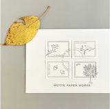 Japanese Botanical Garden Mini Wooden Rubber Stamp - Bird