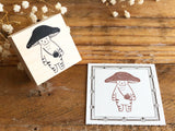 Kinoko Neko Japanese Wooden Rubber Stamp - Mushroom Cat