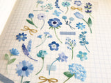 Botanical Watercolor Sheet of Stickers / Blue